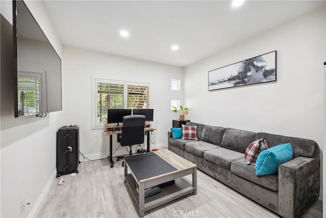 living room with hardwood / wood-style floors