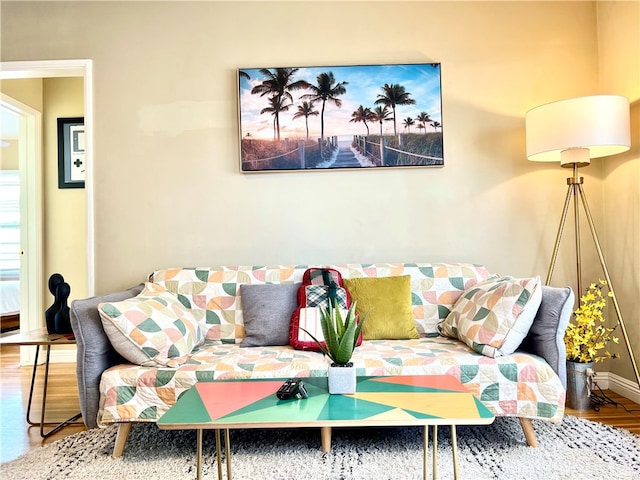 living room with hardwood / wood-style flooring