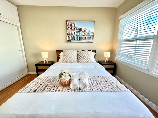 bedroom with wood-type flooring