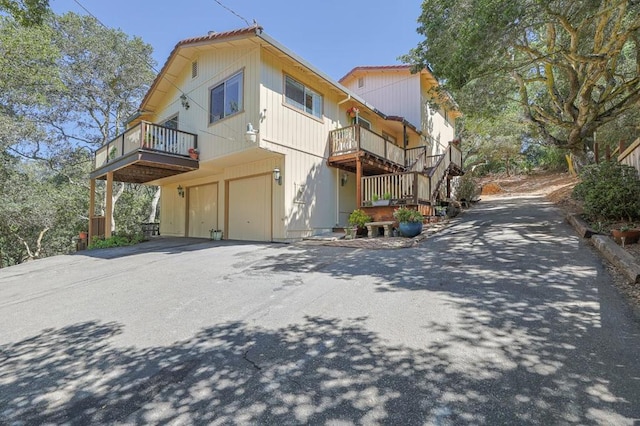 exterior space with a garage