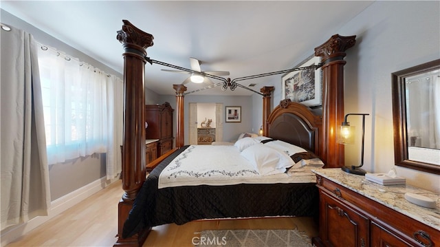 bedroom with light hardwood / wood-style flooring