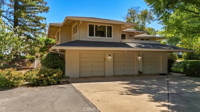 exterior space with a garage