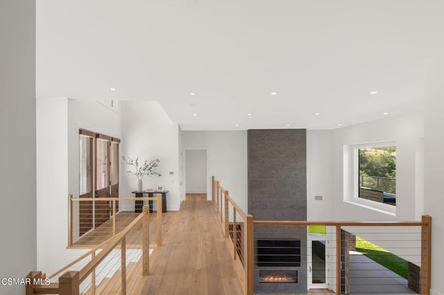 hall with light wood-type flooring