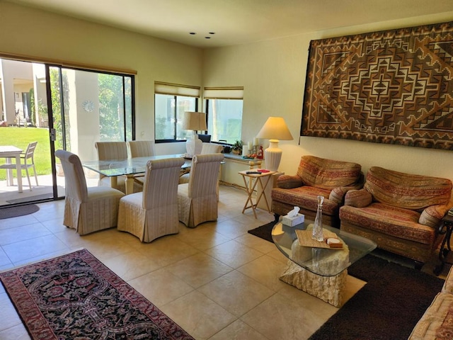 interior space featuring light tile patterned flooring