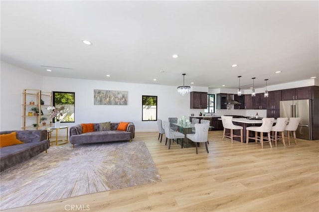 living room featuring light wood-type flooring