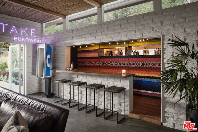 bar with concrete floors