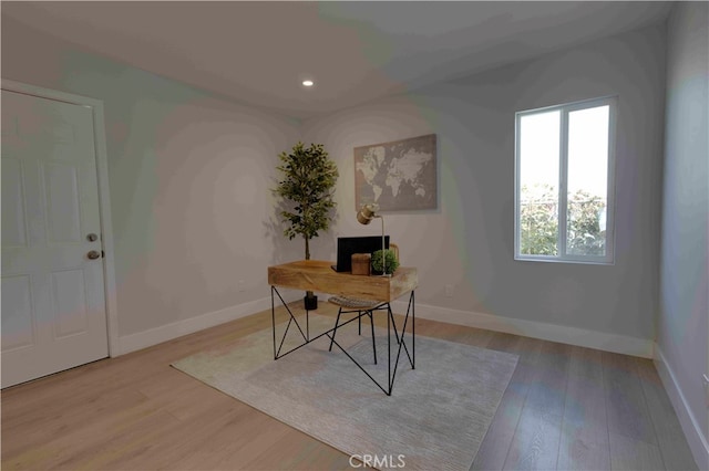 home office featuring light wood-type flooring