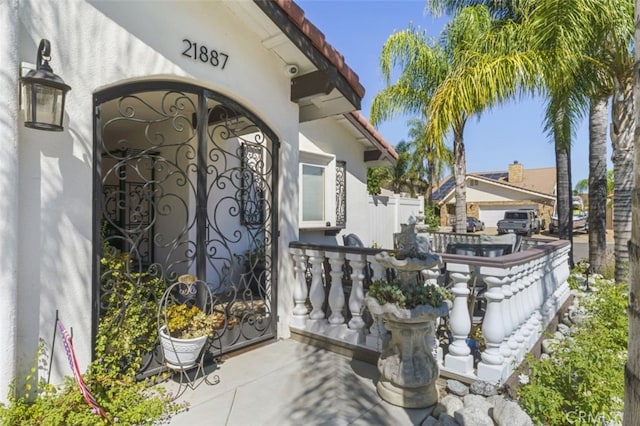 property entrance with a garage