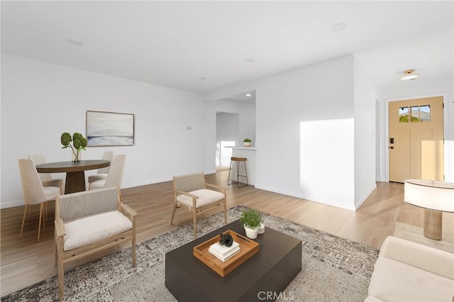 living room featuring light hardwood / wood-style floors