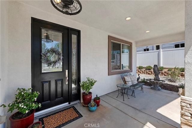 entrance to property with a porch