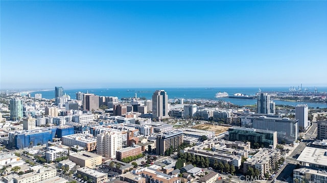 property's view of city featuring a water view