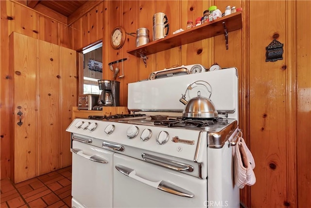 kitchen with wooden walls