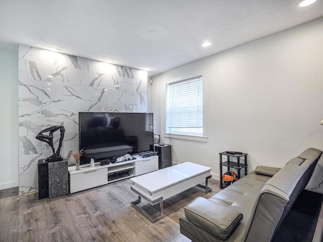 living room with wood-type flooring