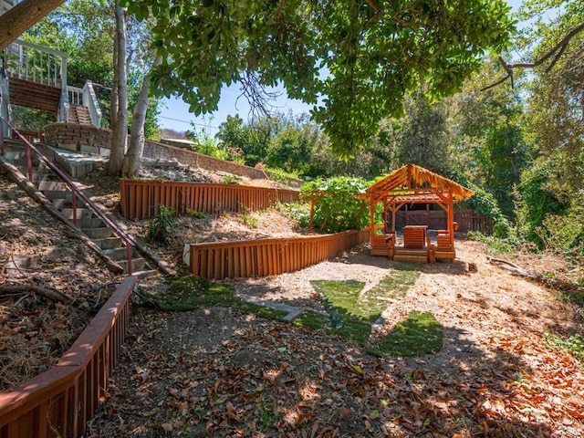 view of yard with a gazebo