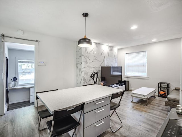 office area with hardwood / wood-style flooring