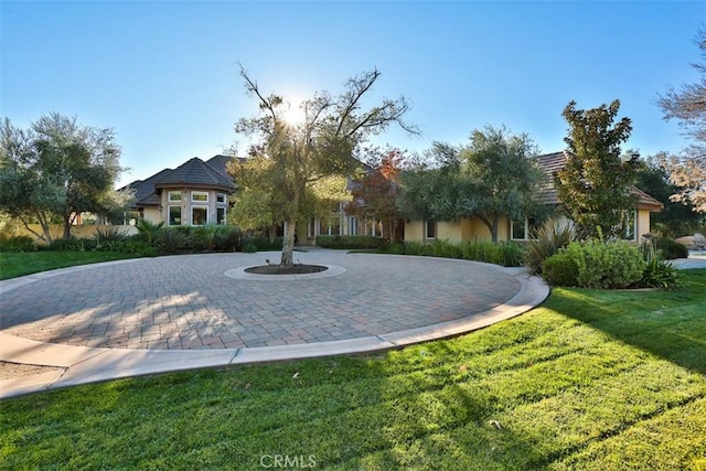 view of front of home featuring a front yard