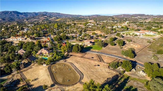 birds eye view of property with a mountain view