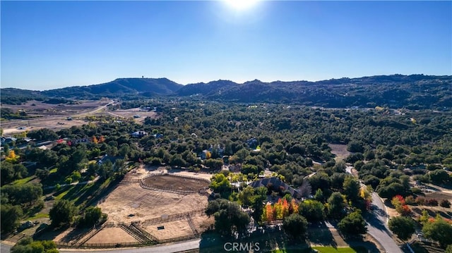 aerial view with a mountain view