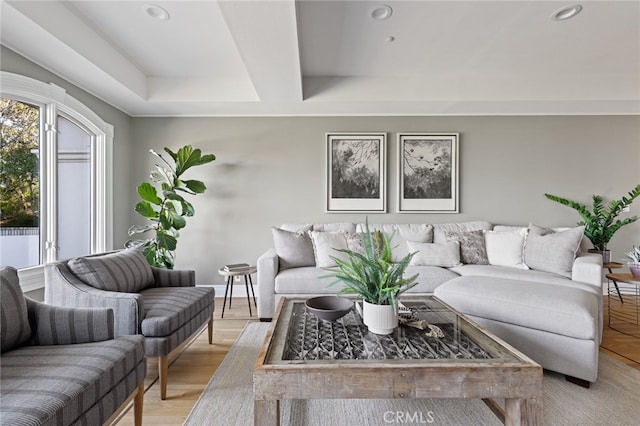 living room with light wood-type flooring