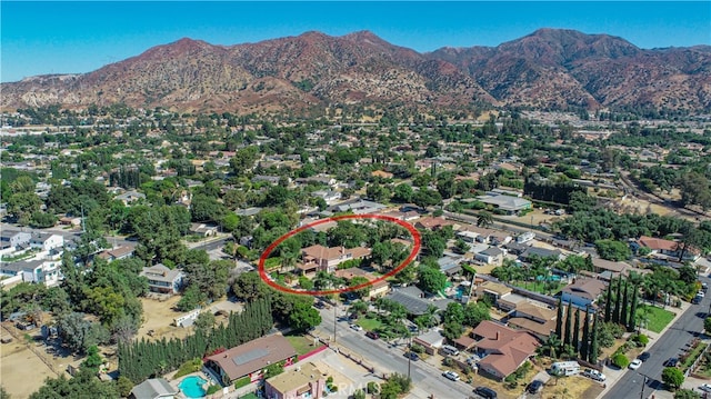 aerial view with a mountain view