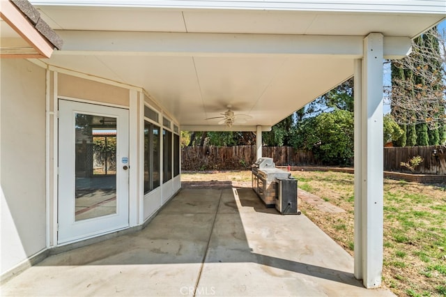 view of patio / terrace with ceiling fan