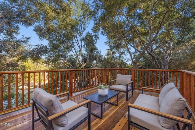 deck with an outdoor living space