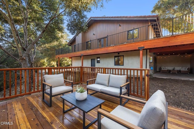 deck with an outdoor living space