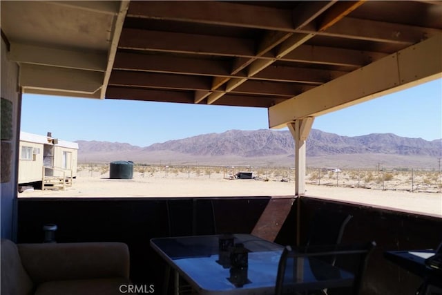 view of patio featuring a mountain view