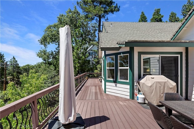 deck featuring area for grilling