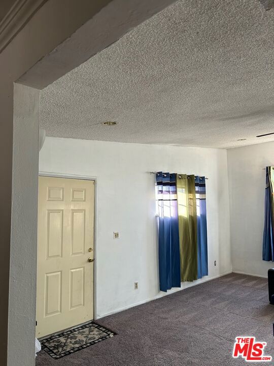 spare room featuring carpet and a textured ceiling