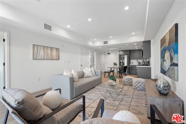 living room featuring light hardwood / wood-style flooring