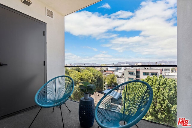 balcony with a mountain view