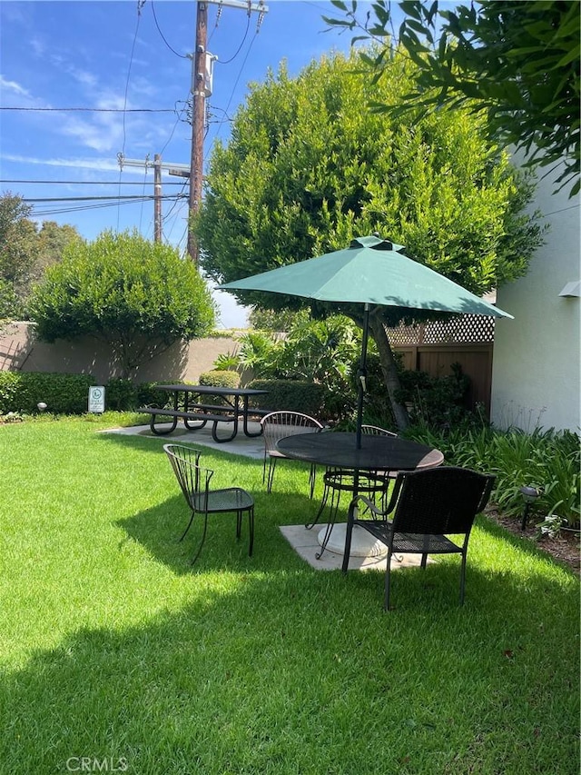 view of yard with a patio