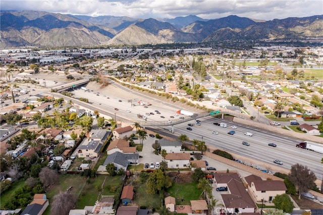 bird's eye view with a mountain view