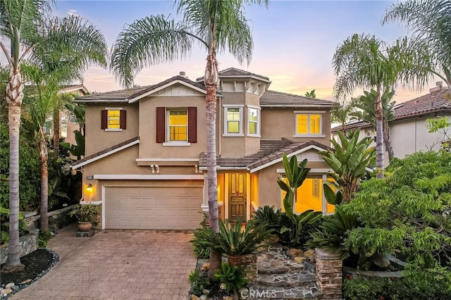 view of front of house with a garage