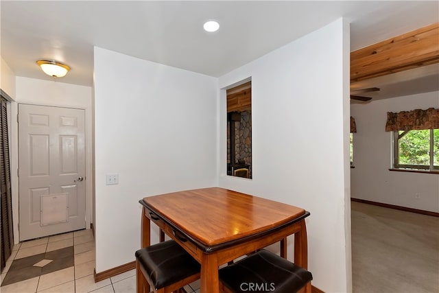 view of carpeted dining area