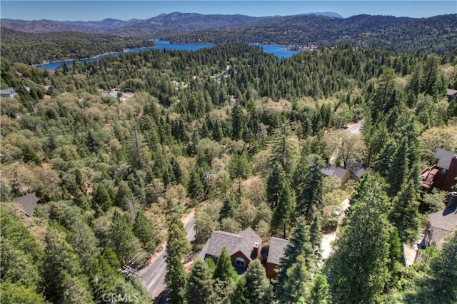 aerial view with a water and mountain view