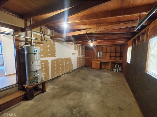 basement with water heater