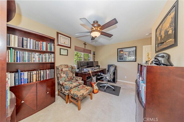 46469 Wallu Ln, Ahwahnee, CA 93601 - carpeted home office with baseboards and a ceiling fan