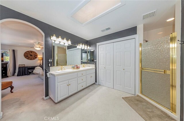 46469 Wallu Ln, Ahwahnee, CA 93601 - bathroom featuring a sink, a stall shower, ensuite bathroom, and visible vents