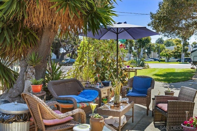 view of patio with an outdoor living space