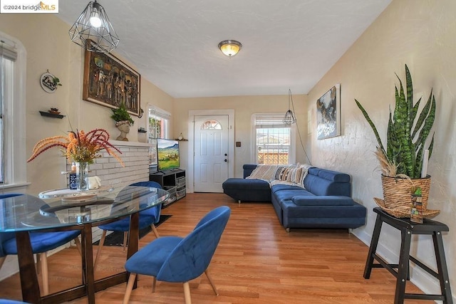 living room featuring hardwood / wood-style floors and a wealth of natural light