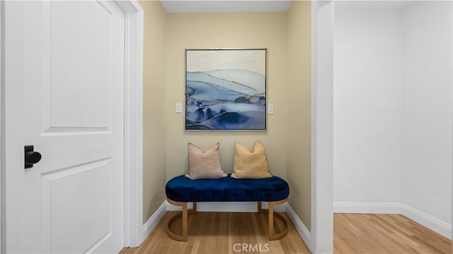 living area with light hardwood / wood-style flooring