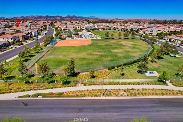 aerial view with a mountain view