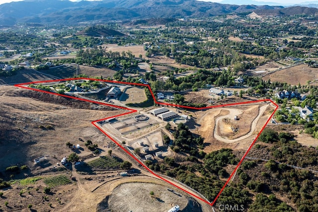 aerial view with a mountain view