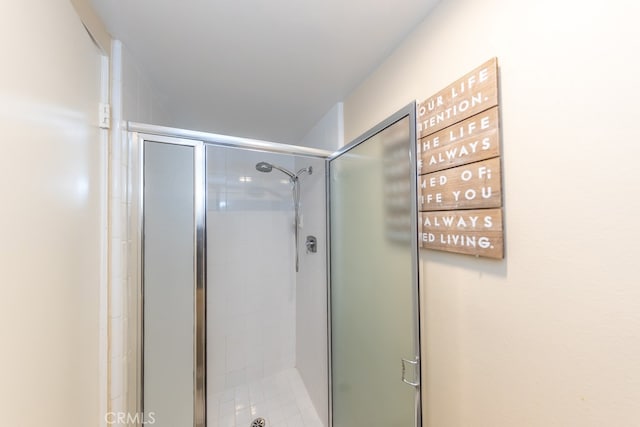 bathroom featuring a shower stall