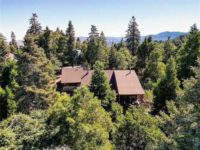 aerial view with a mountain view