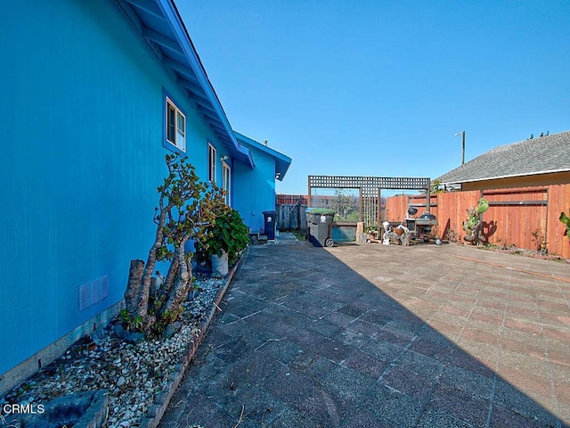 view of patio / terrace featuring a pergola