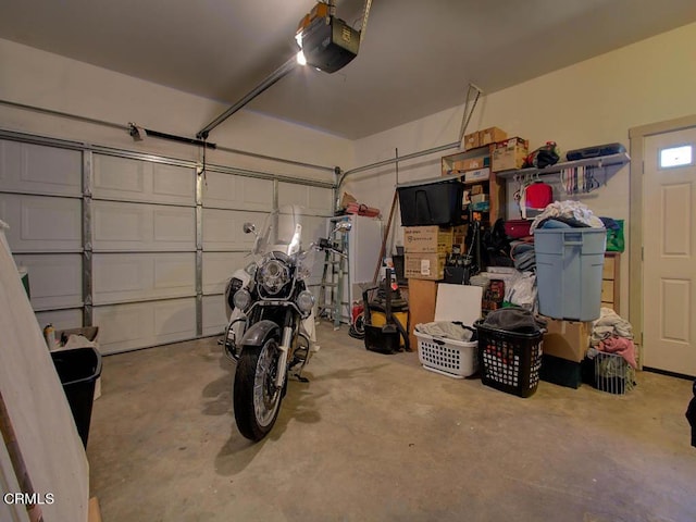 garage with a garage door opener