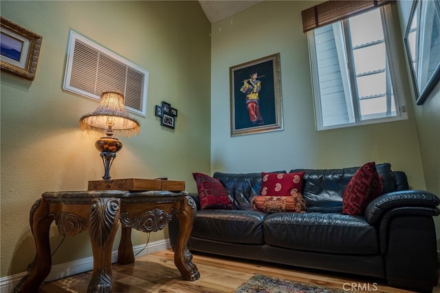 living room with wood-type flooring